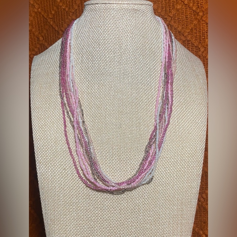 Vintage Blush Twilight Multi Strand Beaded Necklace